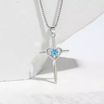 Цепочка на ключицу с двенадцатью камнями созвездий в форме сердца, ожерелье в стиле ретро с крестом веры «Холодный ветер»