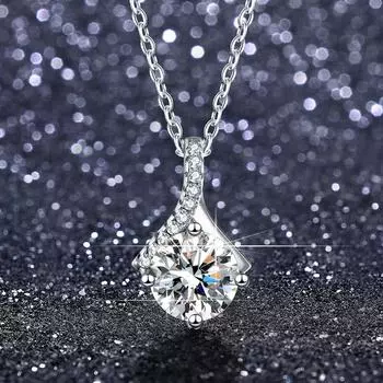 Цепочка на ключицу с муассанитом в один карат, универсальная подвеска, японские и корейские украшения