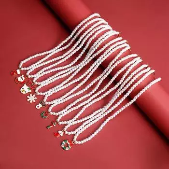 Цепочка на ключицу, жемчужная цепочка, мультяшный ...кулон, колье, модное рождественское ожерелье, подарок J