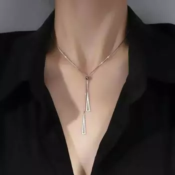 Цепочка на ключицы из стерлингового серебра 925 пробы, геометрическое термоусадочное ожерелье с несколькими ремешками, модный дизайн, легкое роскошное высококачественное легкое роскошное ожерелье с кисточками 925