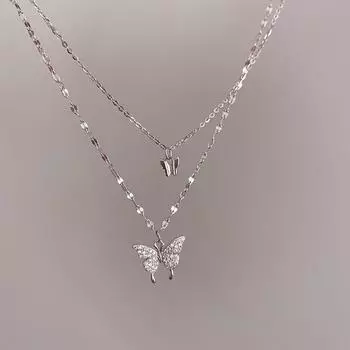 Цепочка на ключицы из стерлингового серебра 925 пробы с кристаллом и бабочкой, подвеска-колье, ожерелье для женщин и девочек, эффектные ювелирные изделия dz788 золотой