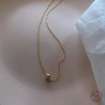 Цепочка на ключицы из стерлингового серебра 925 пробы, женское универсальное маленькое золотистое кулон в виде фасоли, простой милый подарок для красоты друга, ювелирное изделие 42+3cm золотой