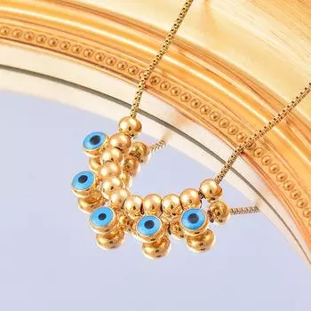 Цепочка на ключицы из титана и титановой стали для голубых глаз