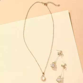 Цепочка на ключицы, набор серег-подвесок премиум-класса из титановой стали с аксессуарами золотой