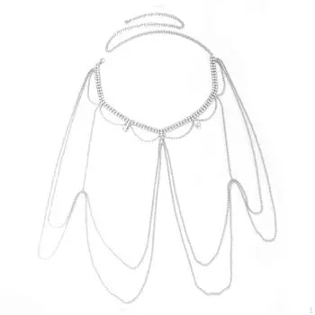 Цепочка на плечо, ожерелье со стразами, аксессуары для платья, массивный металл