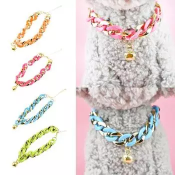 Цепочка на шею для домашних животных с удлинительной цепочкой, модный воротник-колокольчик, ожерелье с французским бульдогом, ювелирные изделия зелёный