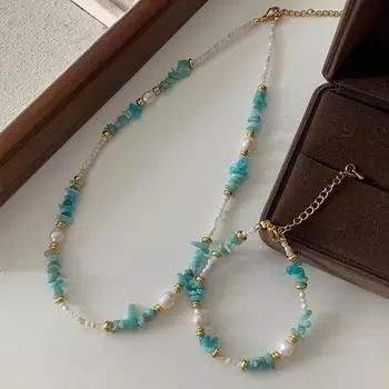 Цепочка на шею из камня Tianhe, высококачественное жемчужное ожерелье, легкая роскошь, японская и корейская ниша, высококачественная цепочка на ключицу из натурального камня, аксессуары для женщин