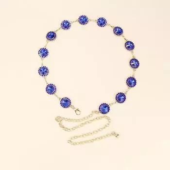 Цепочка на талию со стразами Женская Высокое качество Женский Сапфир с покрытием Металлическая цепочка Пояс Цепочка на талию