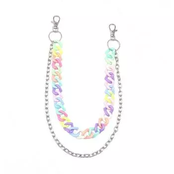 Цепочка на талию в виде радужного сердца, акриловая, крестообразная, длинная, с цепочкой на поясе в виде звезды, хипстерская Style A