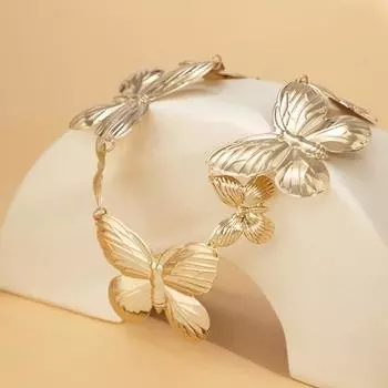 Цепочка на талию Яркая блестящая подвеска-бабочка Хип-хоп Панк Однослойный блестящий наряд серебряный