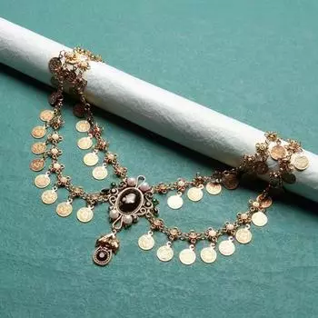 Цепочка на талию Yousheng с двухслойным дизайном, регулируемой пряжкой, золотой монетой, кисточкой, украшением на талию, цепочкой на талию для танца живота золотистый