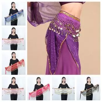 Цепочка набедренный шарф с пайетками Костюмы для танца живота Модный танец живота Пояс для танца фиолетовый