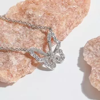 Цепочка-ошейник с подвеской-бантом из розового золота, корейская версия, индивидуальный дизайн, высококачественное ожерелье с полыми бриллиантами в виде бабочки