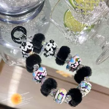 Цепочка-подвеска для сумки, брелок, плюшевый шарм для телефона, веревка, новый шнурок для телефона чёрный