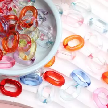 Цепочка разноцветная 15*19 мм DIY ювелирные аксессуары креативная мода акриловые свободные бусины 100 шт. прозрачные для изготовления браслетов и ожерелья аксессуары 100Pcs