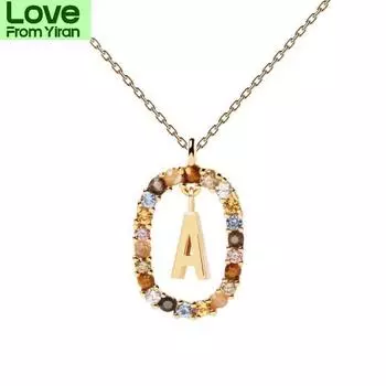 Цепочка с буквами и разноцветными кубическими цирконами для женщин, кулон с буквами алфавита A-Z, чокер, трендовые ювелирные изделия