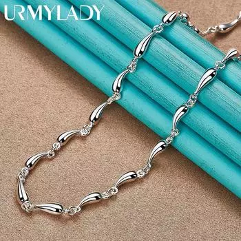 Цепочка с каплями воды из стерлингового серебра 925 пробы, 18-дюймовое ожерелье для женщин, модные украшения MN343 45cm