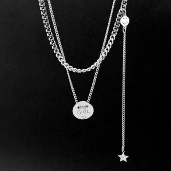 Цепочка с кисточкой, подвеска в виде девушки, буквы, подвеска из нержавеющей стали, ожерелья для женщин, аксессуары для девушек, двухслойное колье-чокер, подарок