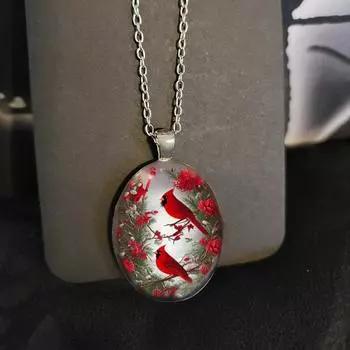 Цепочка с подвеской из смолы, популярная овальная форма, 1 шт., креативное ожерелье в виде птицы-сороки, аксессуары серебряный