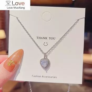 Цепочка с подвеской в форме сердца из циркония для женщин и девушек, простое классическое ожерелье из титановой стали с надписью «Любовь», модные ювелирные изделия