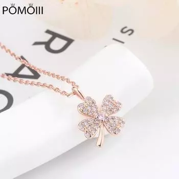 Цепочка с подвеской в виде четырехлистного клевера на ключицу, ожерелье из стерлингового серебра 925 пробы с цирконом AAA, ювелирные украшения для женщин, свадьба