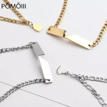 Цепочка с подвеской в виде сердца, парный браслет из нержавеющей стали для женщин и мужчин, стальной золотой цвет, подарочные ювелирные изделия