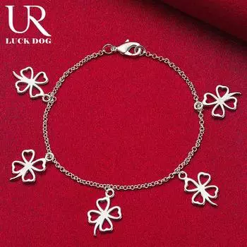 Цепочка с подвеской в виде трех листьев из стерлингового серебра 925 пробы для модных свадебных украшений 20CM