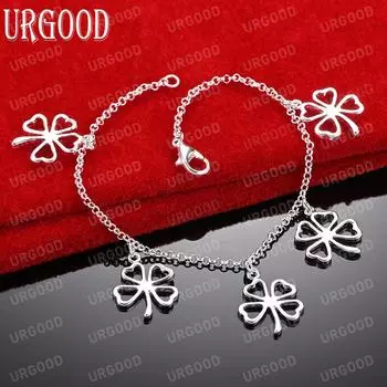 Цепочка с подвеской в виде трех листьев из стерлингового серебра 925 пробы для модных свадебных украшений 20CM