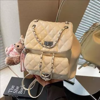 Цепочка с ромбами, Маленький ароматный ветер, Маленький рюкзак, Женская тенденция, Иностранный стиль, Универсальный для путешествий, Легкий рюкзак no pendant серебряный