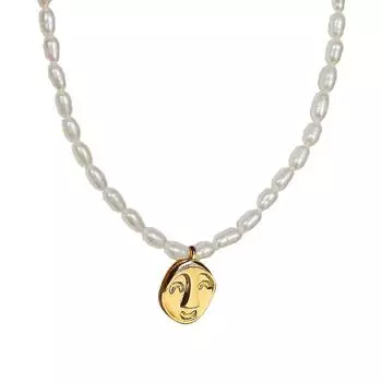 Цепочка с жемчугом на ключицу, элитное французское ожерелье, Новый год для женщин осенью и зимой