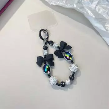 Цепочка-шнурок для телефона с бантом и бусинами для iPhone, Samsung, Huawei, Xiaomi, Realme, ремешок для ключей от телефона, кулон