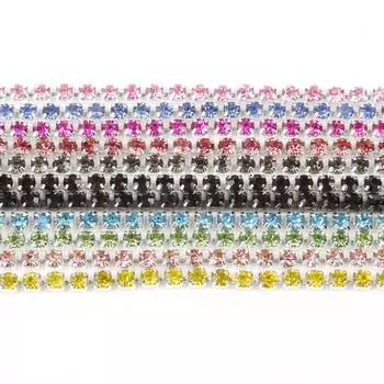 Цепочка со стразами плотности 1 м, пришитая на клею серебряная основа, отделка стразами, аксессуары для самостоятельного изготовления SS8.5 Width 2.5MM