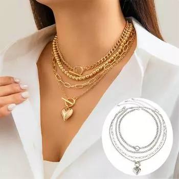 Цепочка Stacking Wear Peach Heart Подвеска Ожерелье Персонализированное Премиум Ожерелье One Size золотой