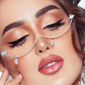 Цепочка Стразы Роскошные Оправы Для Очков Капля Воды Циркон Полуоправа Очки Украшения Для Очков серебряный