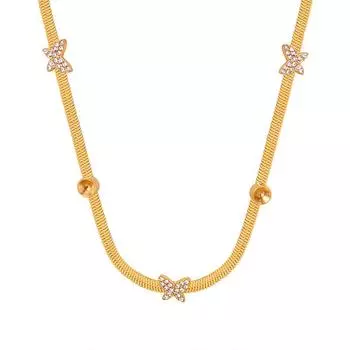 Цепочка в стиле барокко в стиле ретро с цепочкой из змеиной кости и лезвием-бабочкой из титановой стали с 18-каратным золотом. Универсальная цепочка на ключицу в стиле Вест-королевы-матери.