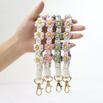 Цепочка в стиле отпуска в богемном стиле, плетеные маленькие цветы ручной работы, сделай сам, подвесная пряжка, украшение для сумки зелёный