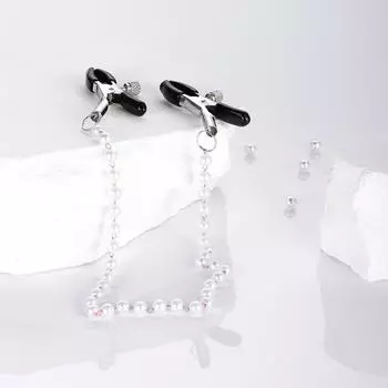 Цепочка Жемчужные Соски Белые Клипсы Секс-Игрушки Регулируемые Металлические Зажимы для Сосков Стимуляция Сосков Инструменты для Сосков Взрослые BDSM Секс-Игрушки для Женщин Pearl Clip