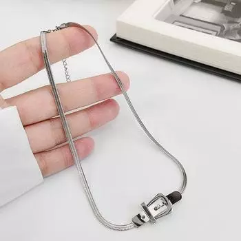 Цепочка-змея с пряжкой из титановой стали, ожерелье для женщин, европейцев и американцев, холодный ветер, личность, хип-хоп, расширенный смысл, цепочка на ключицу. серебряный