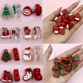 Цепочки для мобильных телефонов, свободные головки, перчатки снеговика, капельное масло, 10 шт., акриловые ожерелья, аксессуары, браслеты «сделай сам», акриловые елочные клетки, аксессуары Santa Claus