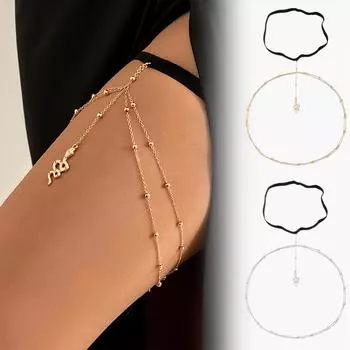 Цепочки на ноги Женские цепочки для тела Цепочки для тела для девочек Пляжные цепочки для тела в стиле бохо One Size золотой