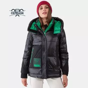 Ceprask Пуховик, зимняя куртка, женская мода, парки больших размеров, стеганые пуховые пальто, верхняя одежда с капюшоном