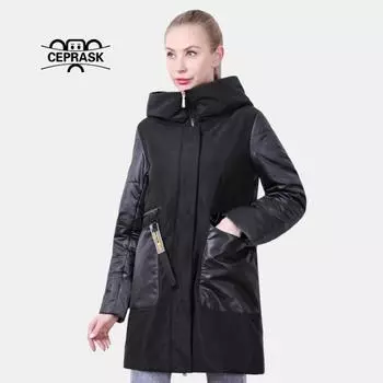CEPRASK Весенняя куртка женская осенняя куртка длинная стеганая повседневная парка верхняя одежда с капюшоном