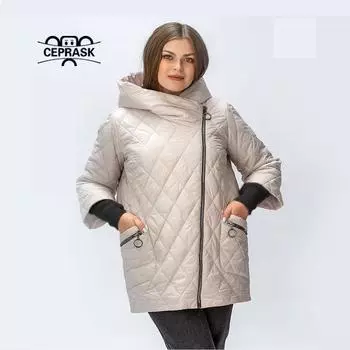 CEPRASK женская куртка, весеннее стеганое длинное пальто, одежда больших размеров, осенняя парка, теплая верхняя одежда