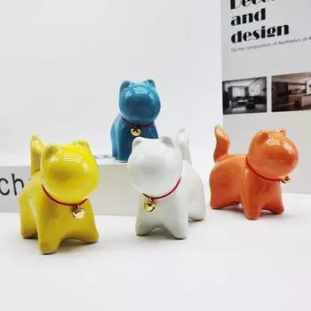 Ceramic Cat Bell Figurine Small Cat Statue For Tea Table Decoration And Home Decoration Desk Ornament 4