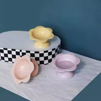 Ceramic Cat Bowl Cute Pet Drinking Feeder Pet Supplies Pet High Foot Bowl Kitten Puppy жёлтый