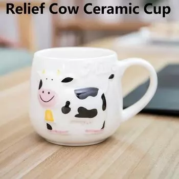 Ceramic Cat Mugs with Spoon Coffee Tea Milk Animal Cute Style Cups Handle 400ml High Temperature Resistance Drinkware Cups 414ml белый