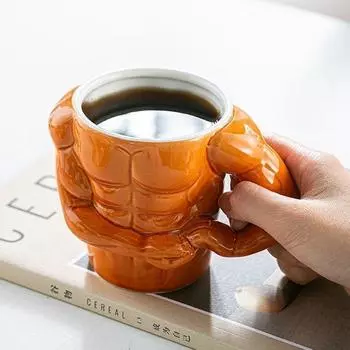 Ceramic Coffee Cup – Cute Belly and Muscle Man Mugs – Fun Home Decoration 350ML белый