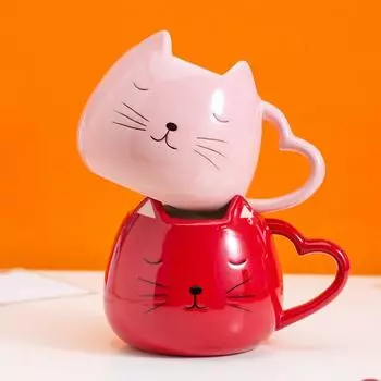 Ceramic Cute Cat Mugs Coffee Tea Milk Animal Cups with Handle 500ml Drinkware Nice Gifts Drinkware 500ML