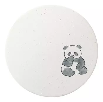 Ceramic Diatomaceous Earth Coaster Panda Mufufu White 1 Piece Diameter x Thickness Water Absorbing Coaster Made in Japan Mino Ware Diatomaceous Earth