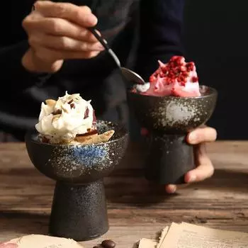 Ceramic Dinner Bowls High Feet Snack Bread Dessert Tray Soup Basin Soup Bowl Restaurant Round Specialty Tableware Cooking Plates